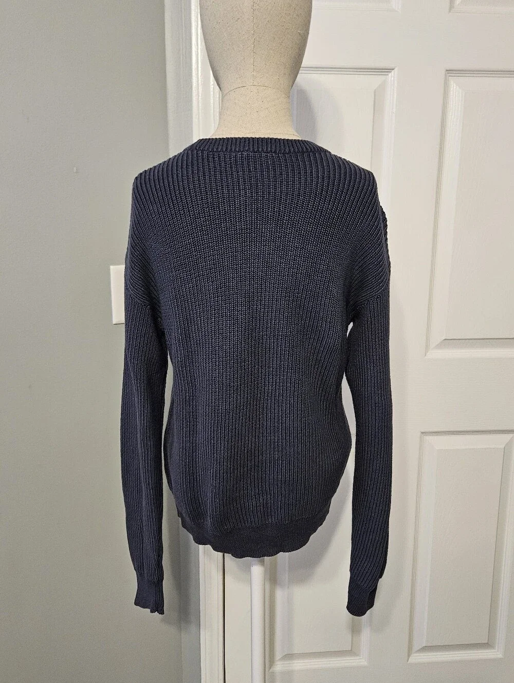 GAP Navy Blue Ribbed Knit Crewneck Sweater